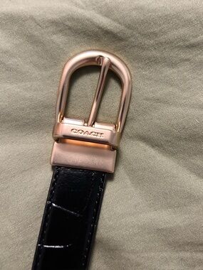 Coach Black Leather Belt with  Gold Buckle